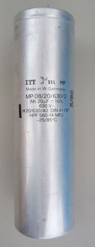 20 µF / 630 Vdc direct voltage capacitor ITT SEL MP 08/20/630/3