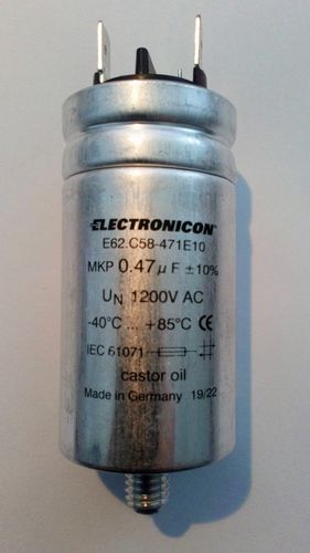 0,47 µF  Wechselspannungskondensator Electronicon 1200 VAC_Alu