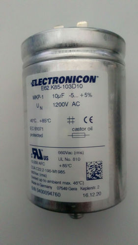 10 µF power current capacitor  Electronicon / 1200 Vac