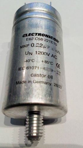 0,22 µF  AC power capacitor Electronicon 1200 VAC_Alu